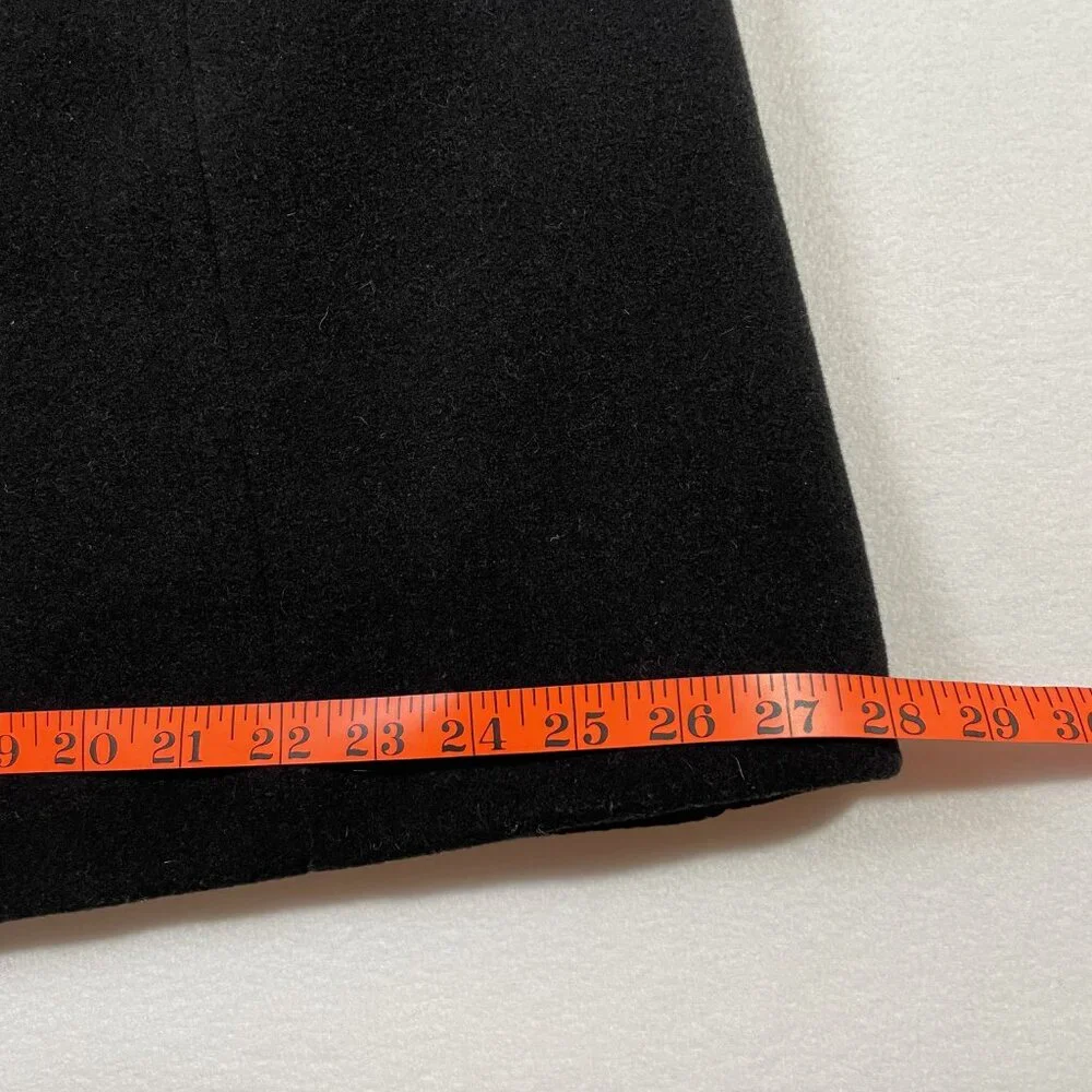 Calvin Klein Wool Blend Belted Tailored Black Coat Collared Knee Length Size 12 - Picture 9 of 16